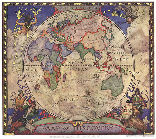 1928 Map of Discovery, Eastern Hemisphere