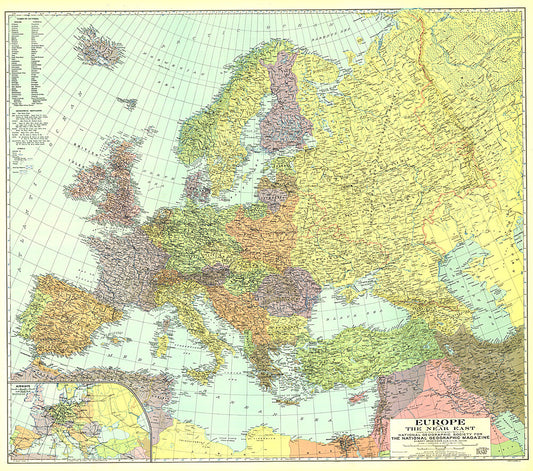 1929 Europe, and the Near East Map