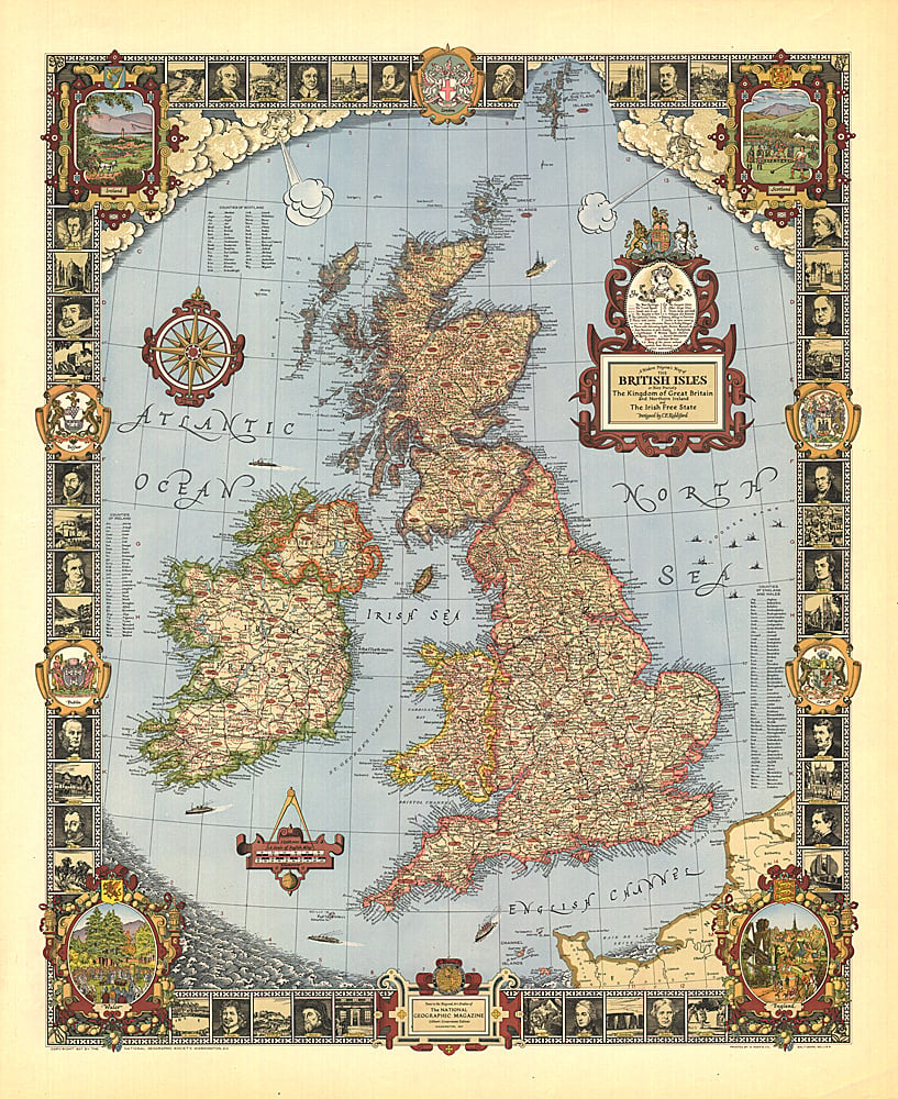 1937 A Modern Pilgrim's Map of the British Isles