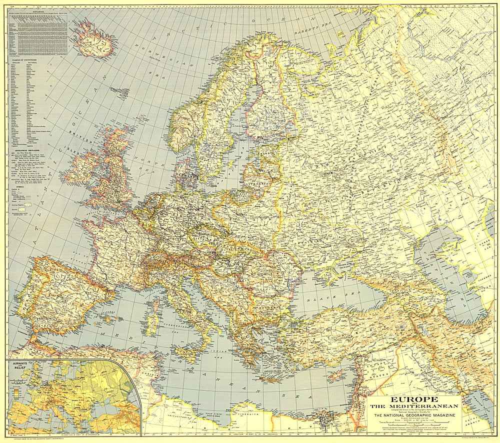1938 Europe and the Mediterranean Map