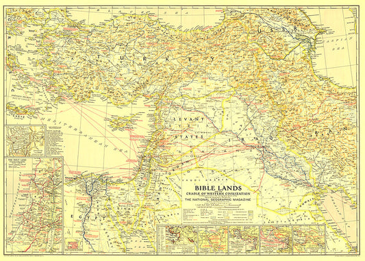1938 Bible Lands, and the Cradle of Western Civilization Map