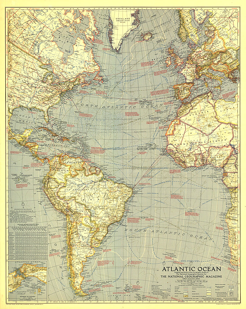 1939 Atlantic Ocean Map