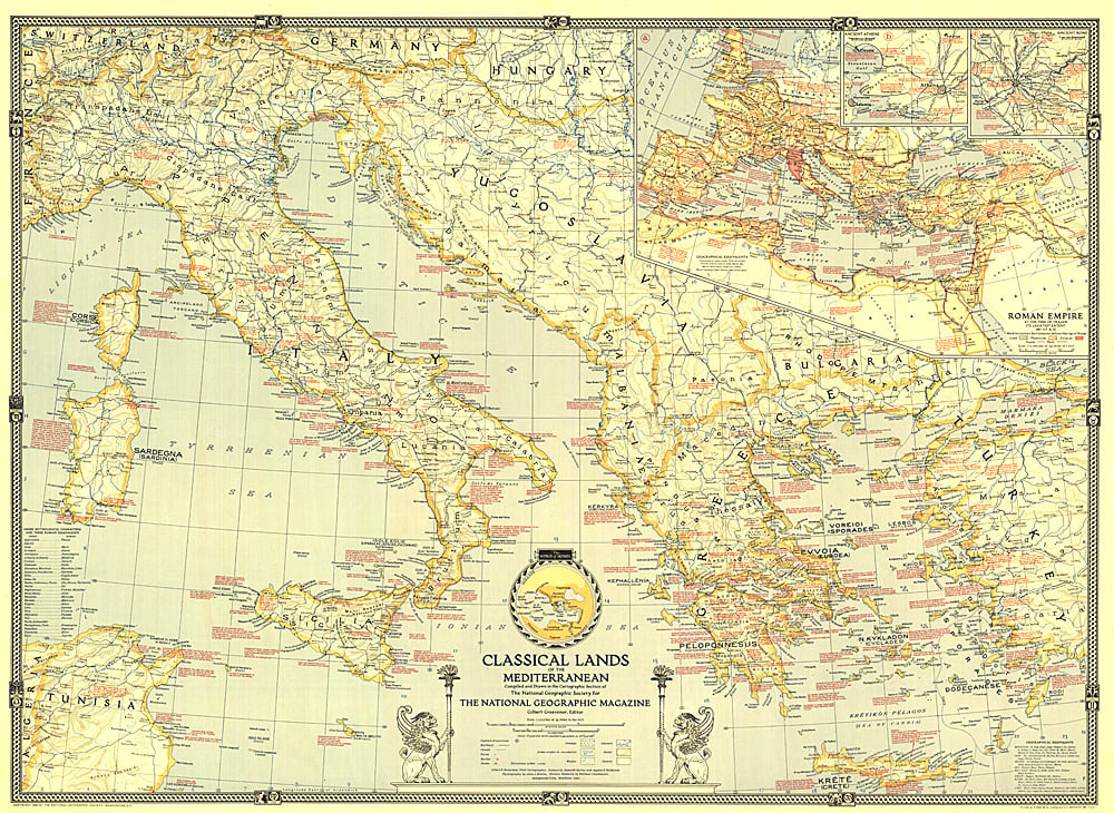 1940 Classical Lands of the Mediterranean Map