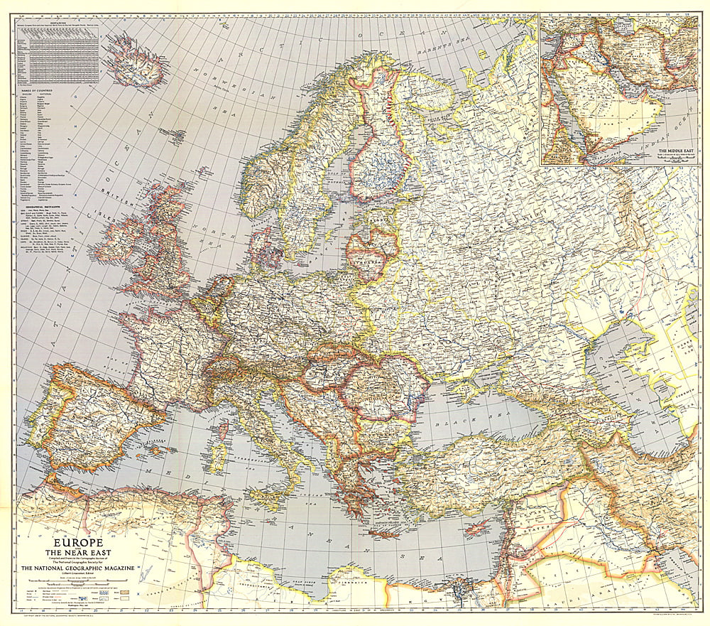 1940 Europe and the Near East Map