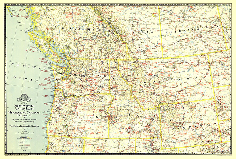 1941 Northwestern United States and Canadian Provinces Map