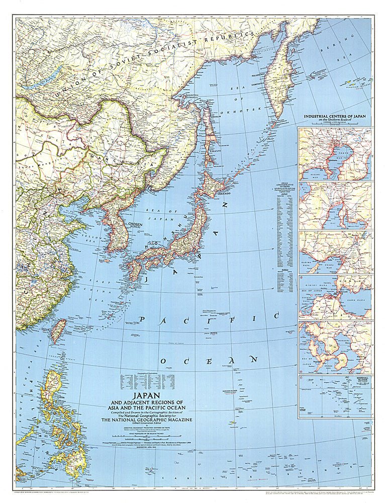 1944 Japan and Adjacent Regions of Asia and the Pacific Ocean Map