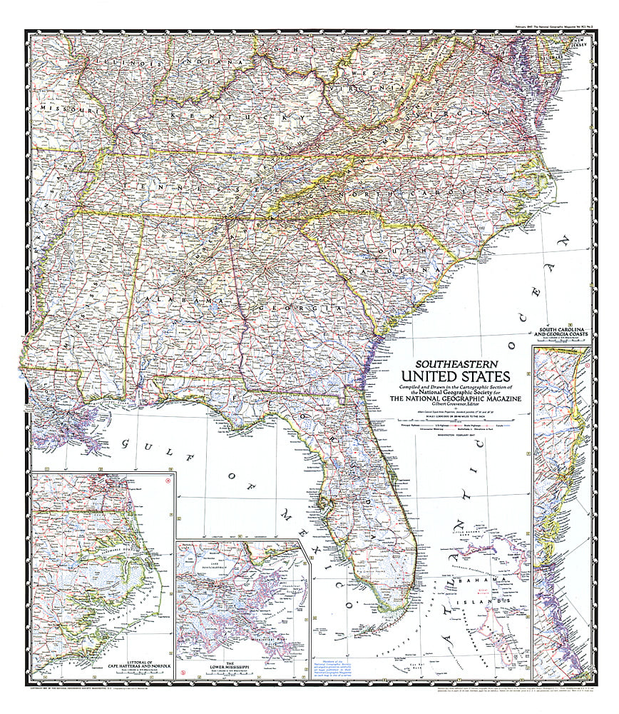 1947 Southeastern United States Map