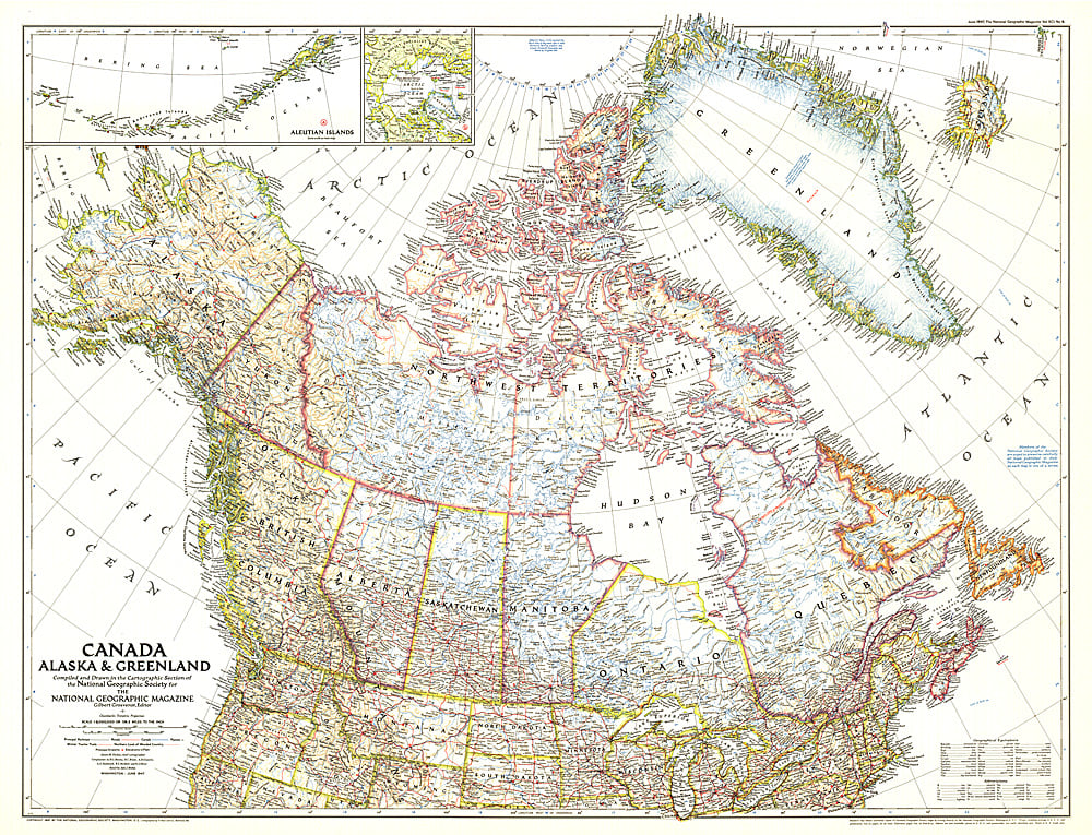 1947 Canada, Alaska and Greenland Map