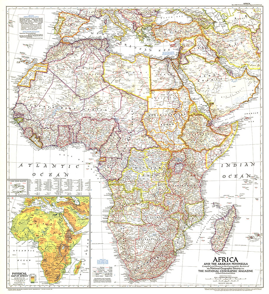 1950 Africa and the Arabian Peninsula Map