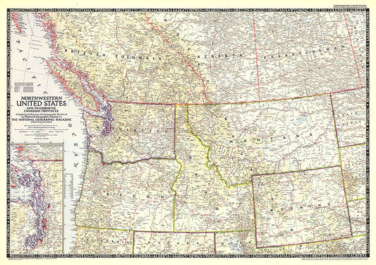 1950 Northwestern United States and Canadian Provinces Map