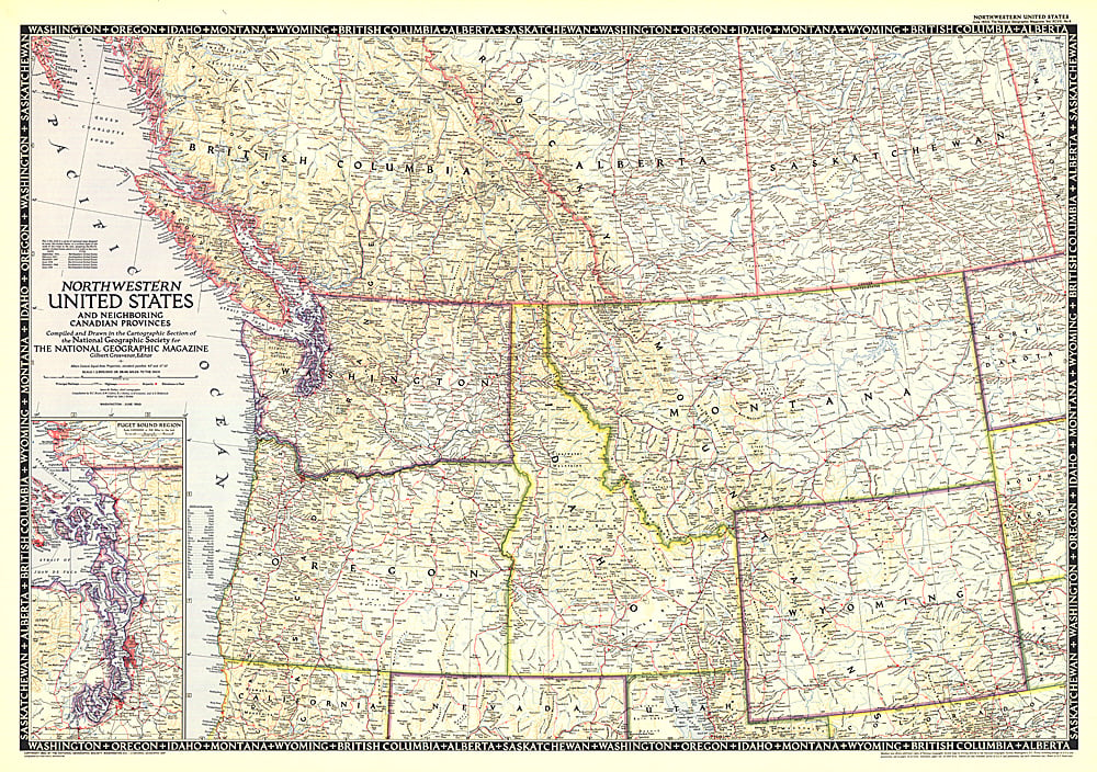 1950 Northwestern United States and Canadian Provinces Map