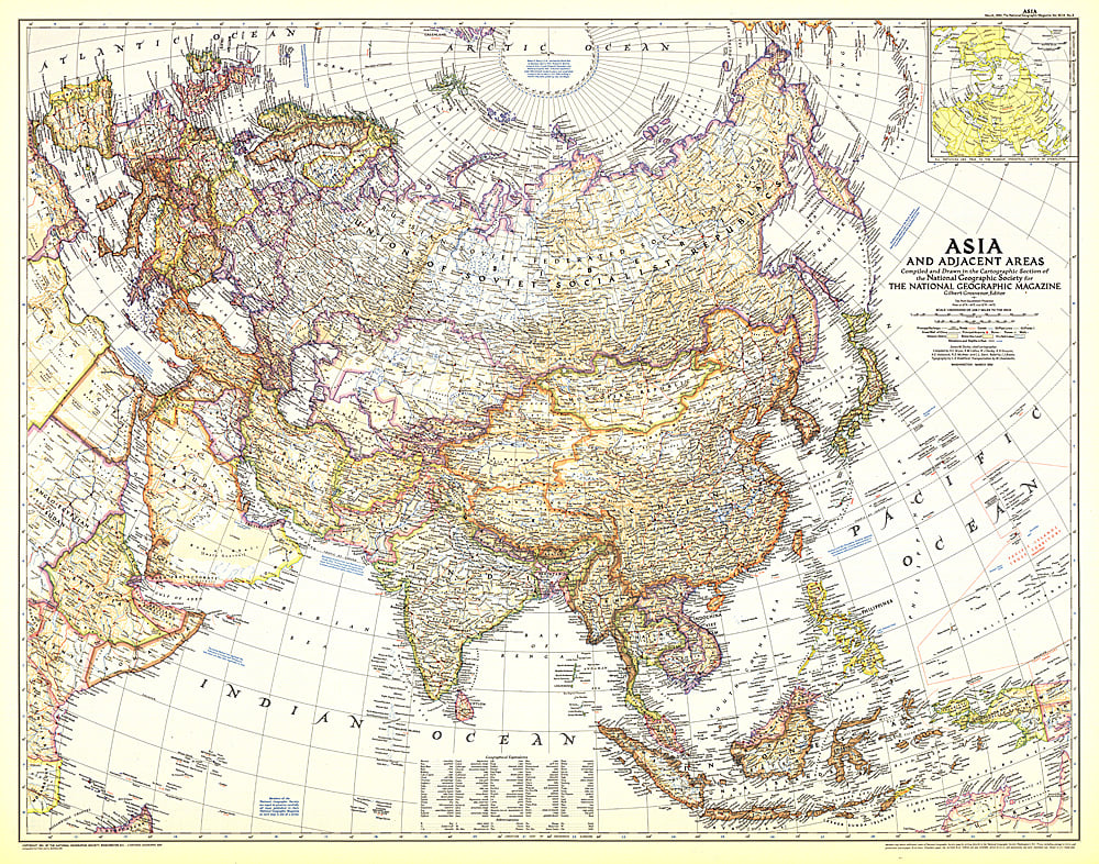 1951 Asia and Adjacent Areas Map