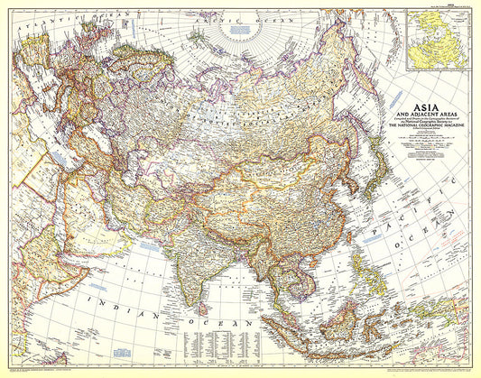 1951 Asia and Adjacent Areas Map