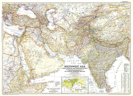 1952 Southwest Asia Map