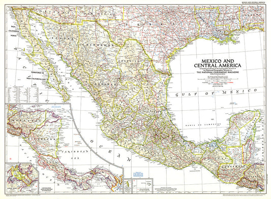 1953 Mexico and Central America Map