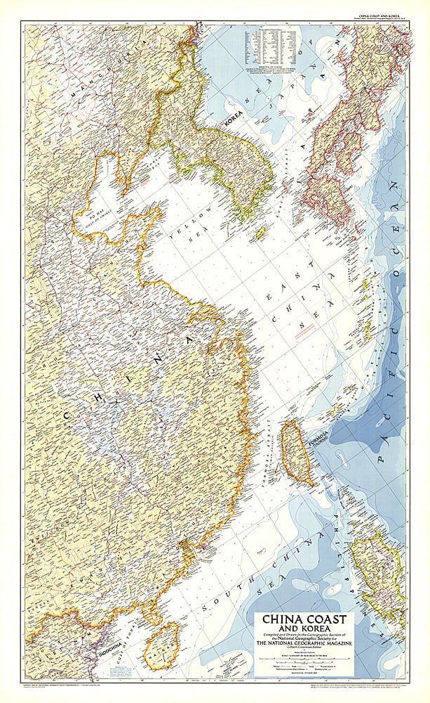 1953 China Coast and Korea Map