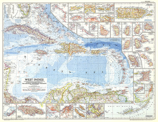 1954 West Indies Map