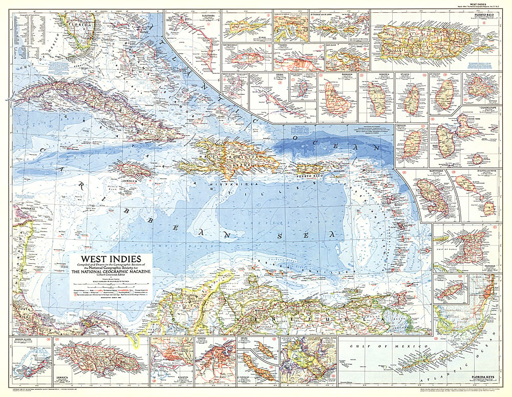 1954 West Indies Map