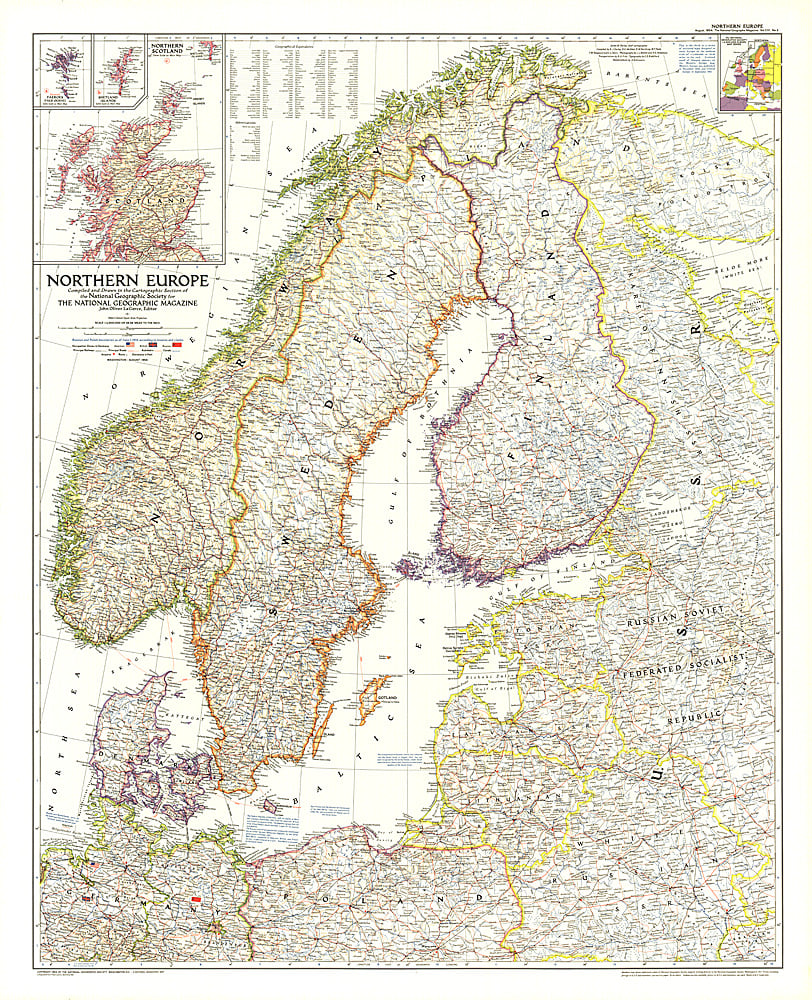 1954 Northern Europe Map