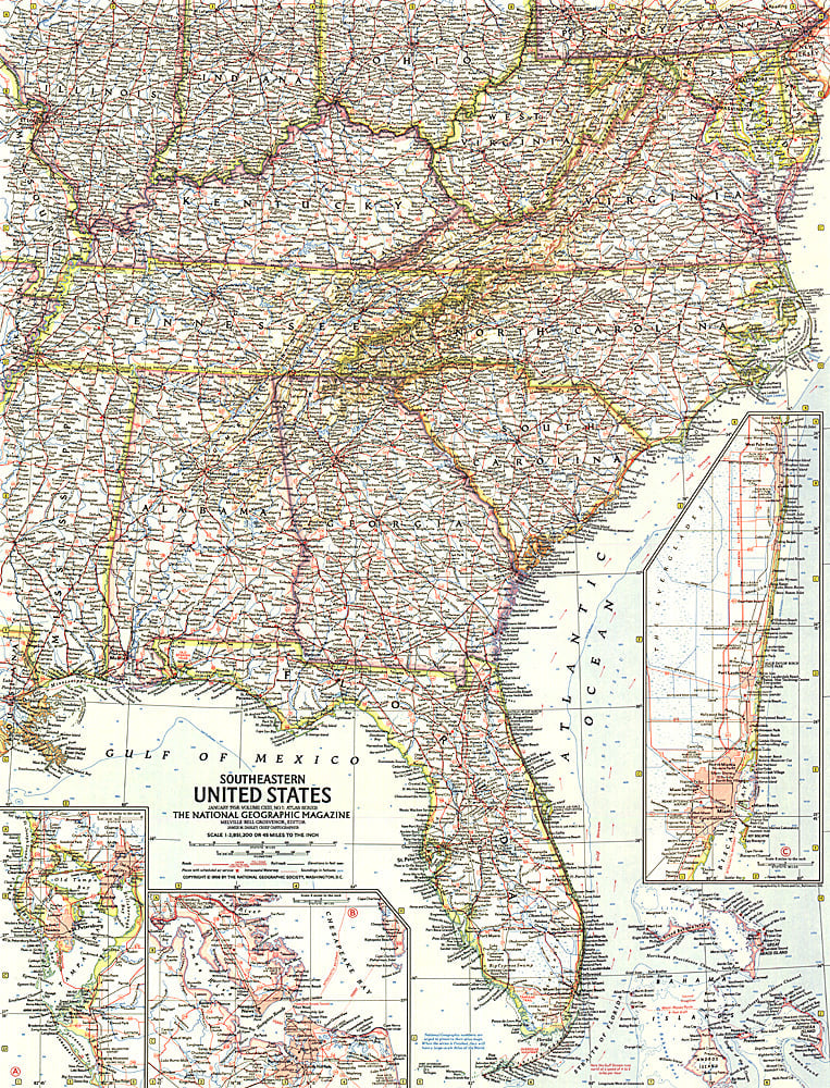 1958 Southeastern United States Map