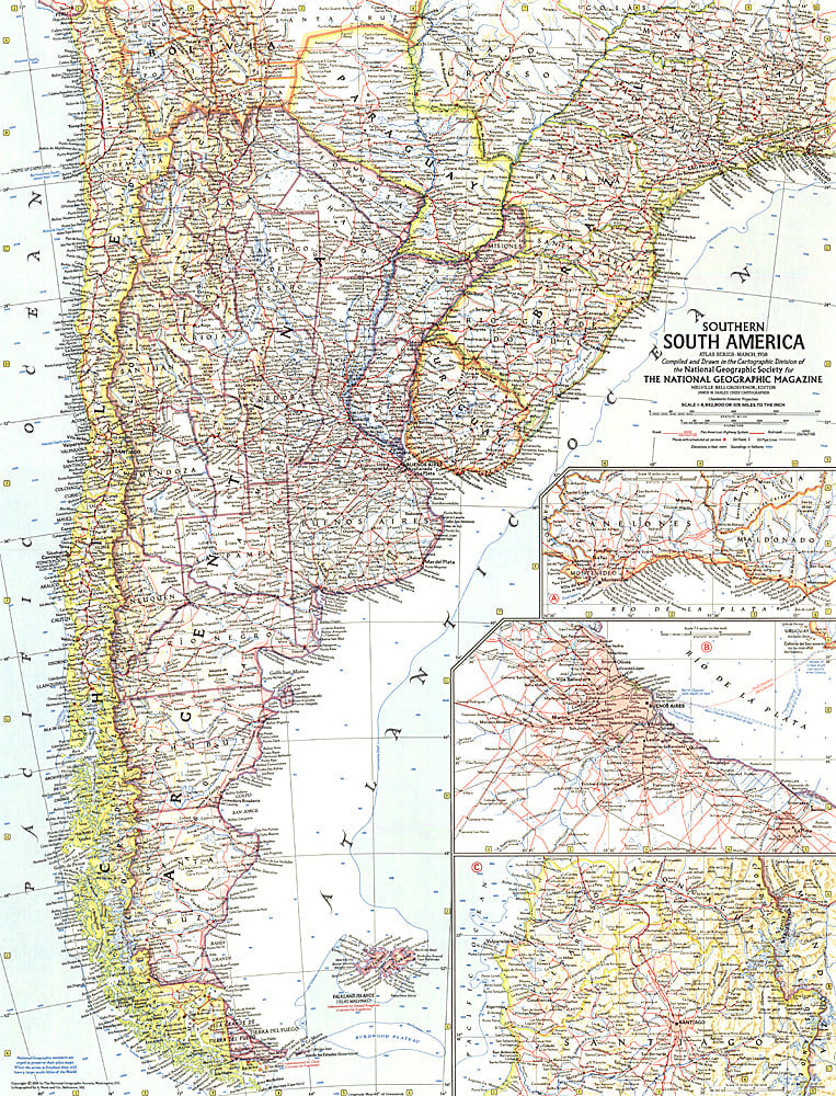 1958 Southern South America Map