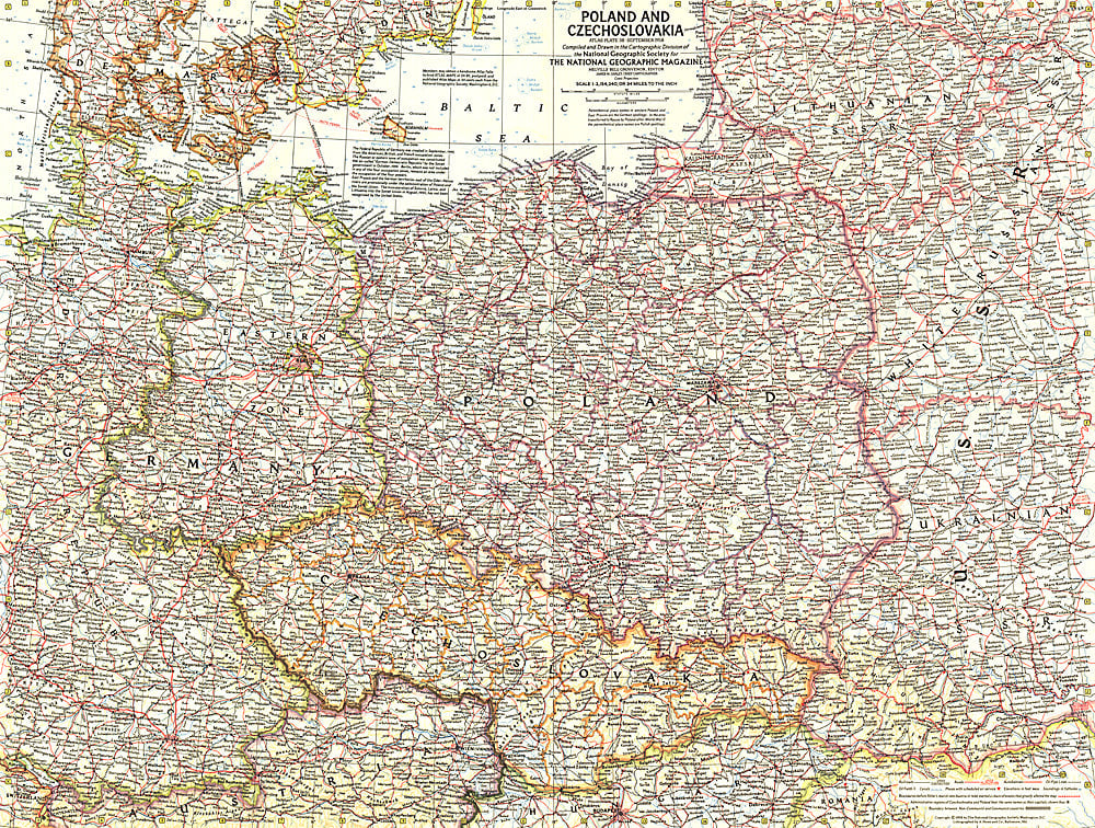 1958 Poland and Czechoslovakia Map