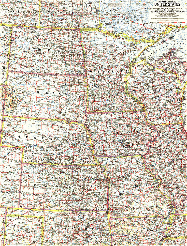 1958 North Central United States Map