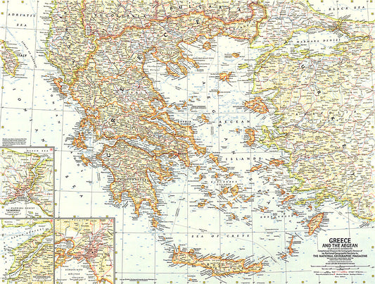 1958 Greece and the Aegean Map