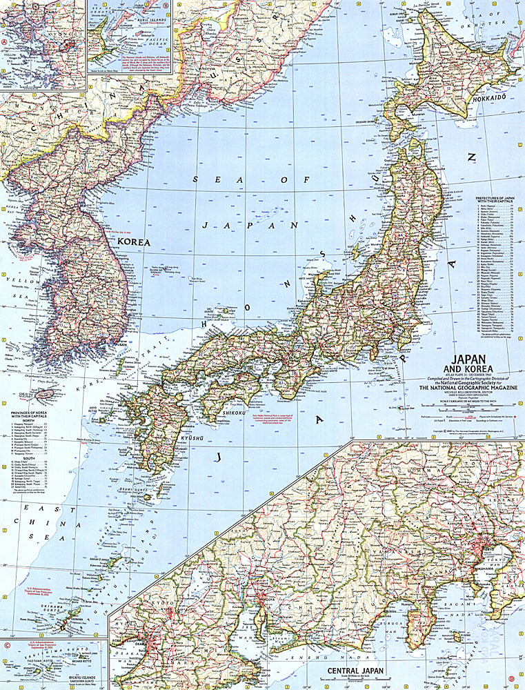 1960 Japan and Korea Map