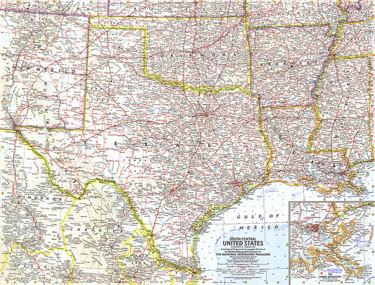 1961 South Central United States Map