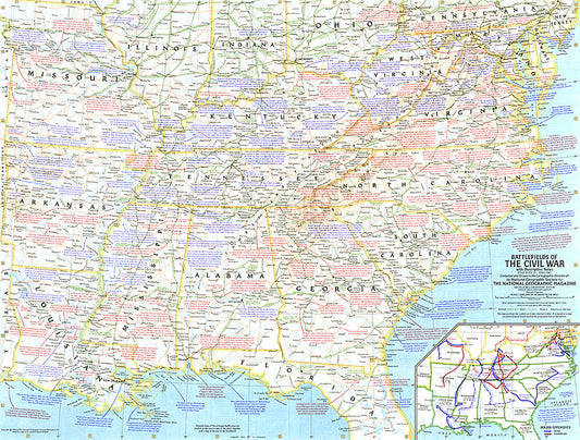 1961 Battlefields of the Civil War Map