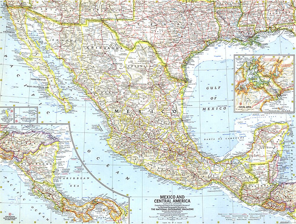 1961 Mexico and Central America Map