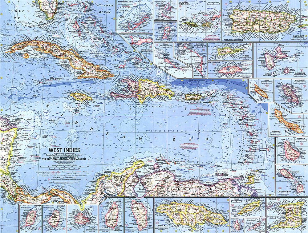 1962 West Indies Map