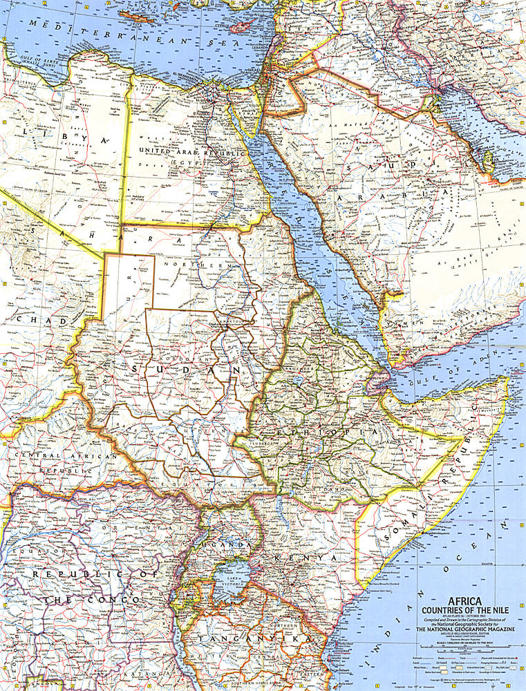 1963 Africa, Countries of the Nile Map