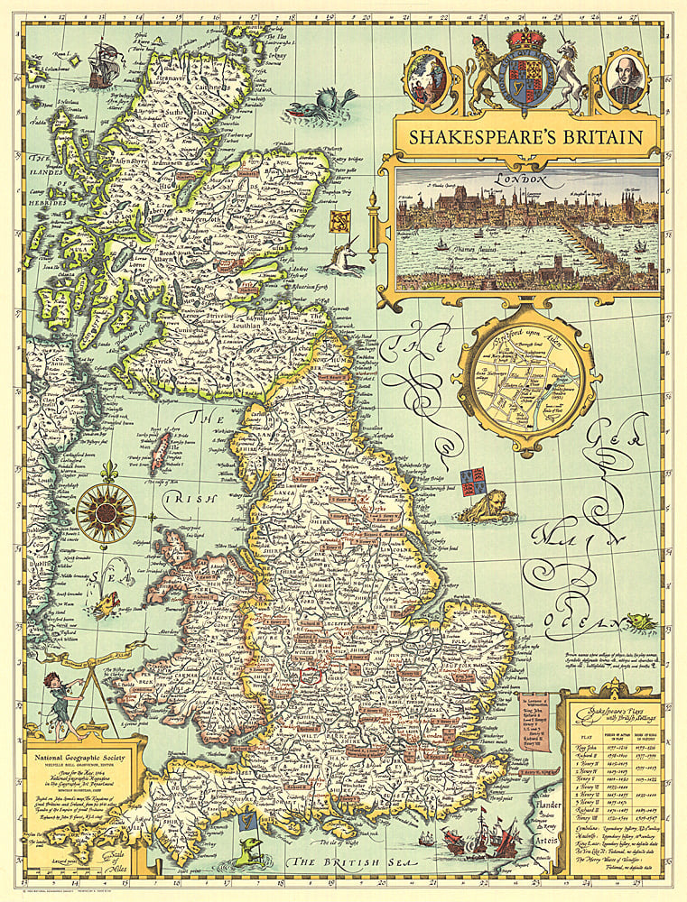 1964 Shakespeares Britain Map
