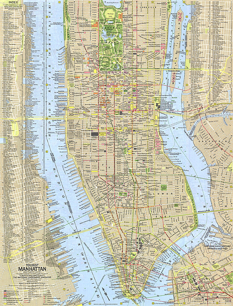 1964 Tourist Manhattan Map