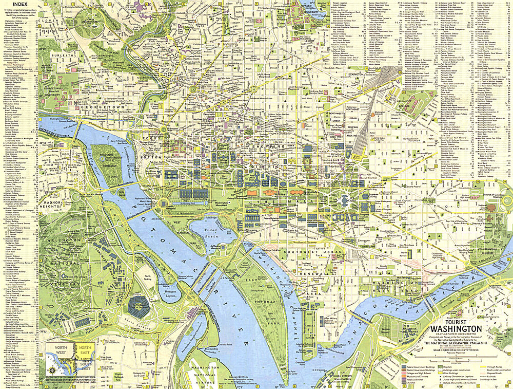 1964 Tourist Washington Map