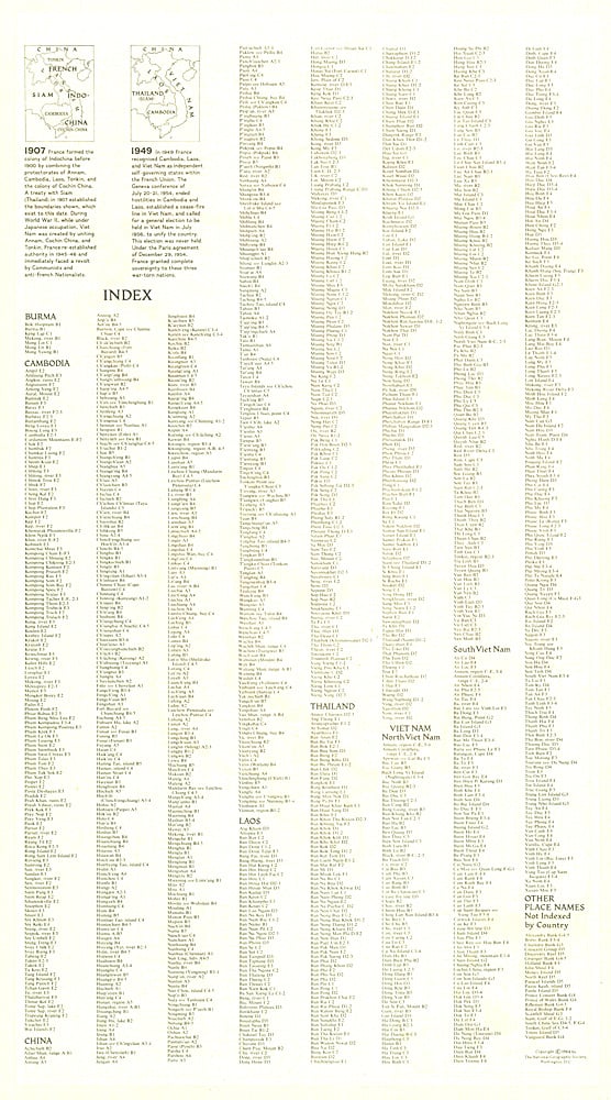 1965 Vietnam, Cambodia, Laos and Eastern Thailand Index