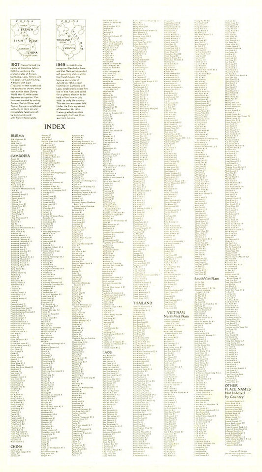 1965 Vietnam, Cambodia, Laos and Eastern Thailand Index