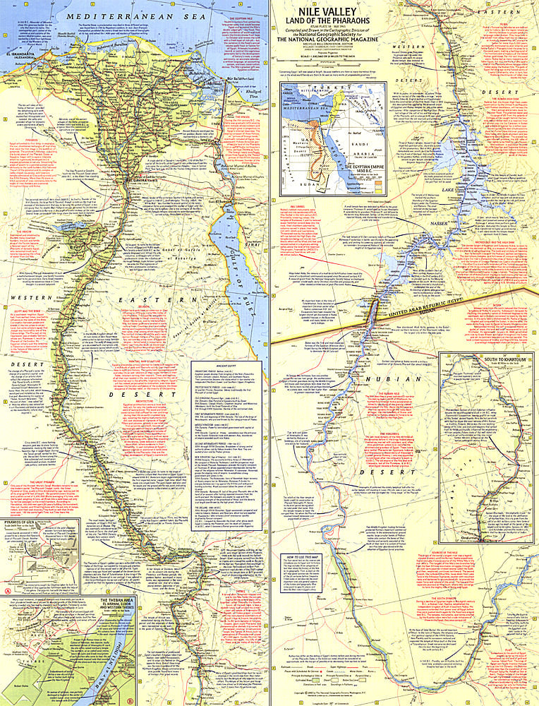 1965 Nile Valley, Land of the Pharaohs Map