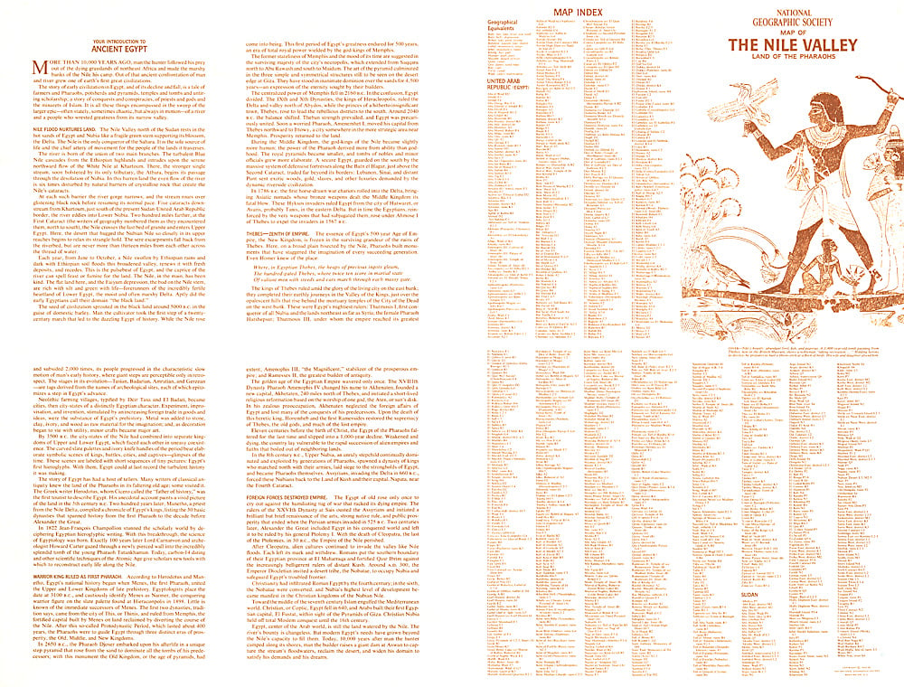 1965 Nile Valley, Land of the Pharaohs Index