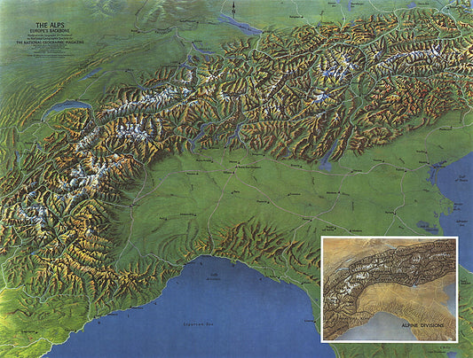 1965 Alps, Europes Backbone Map