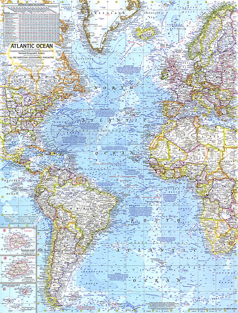 1968 Atlantic Ocean Map