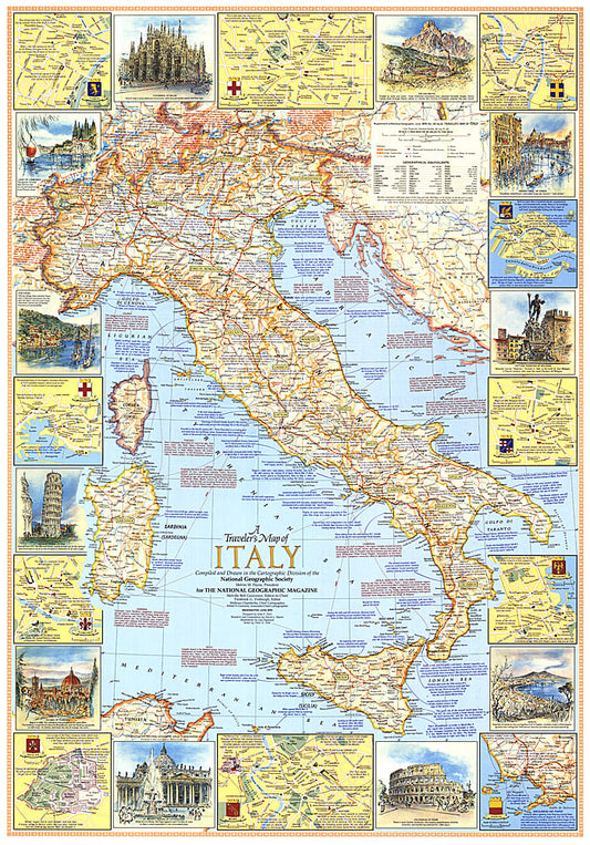 1970 Travelers Map of Italy