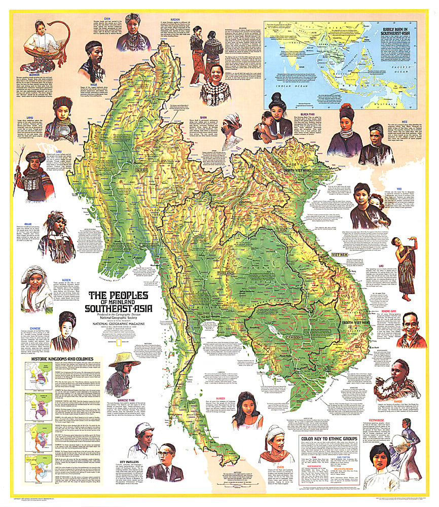 1971 Peoples of Mainland Southeast Asia Map