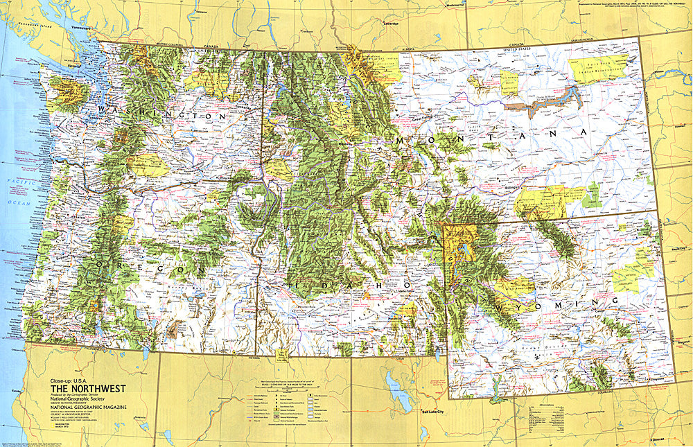 1973 Close-up USA, Northwest Map – Longitude Maps