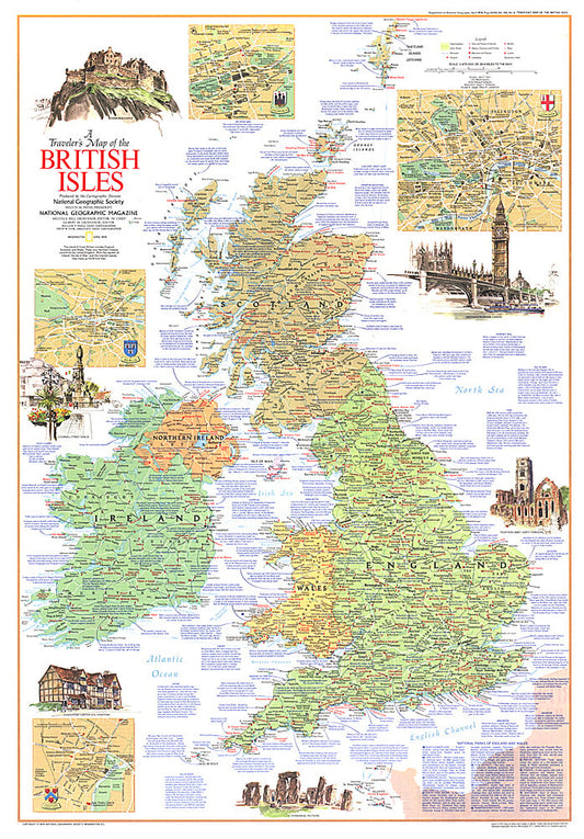 1974 Travelers Map of the British Isles