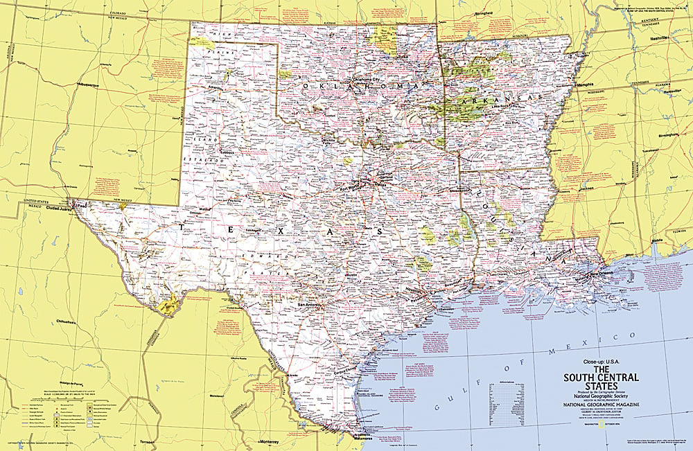 1974 Close-up USA, South Central States Map