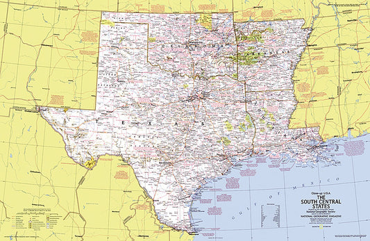 1974 Close-up USA, South Central States Map