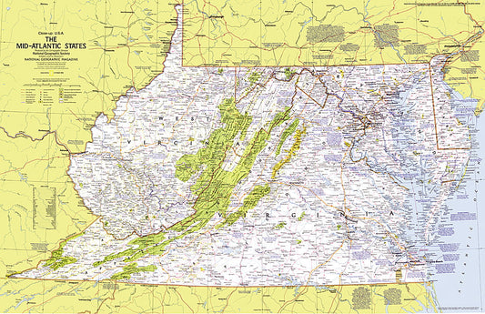 1976 Close-up USA, Mid-Atlantic States Map